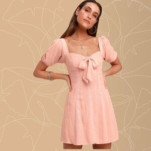 Luxxel Blush Puff Sleeve Mini Dress